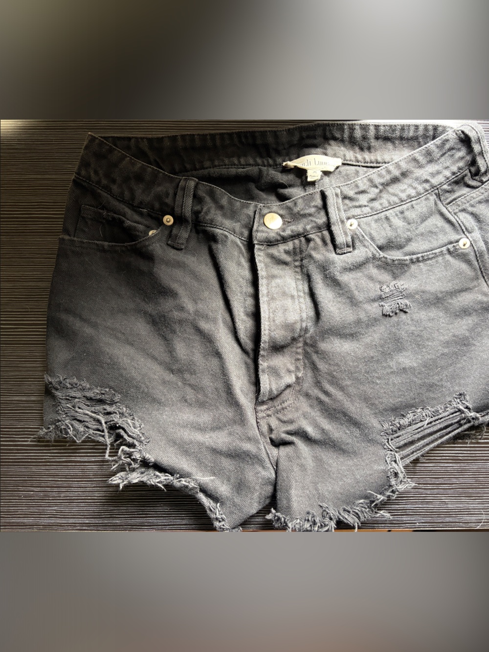 Peach Love California Distressed Black Denim Cutoff Shorts
